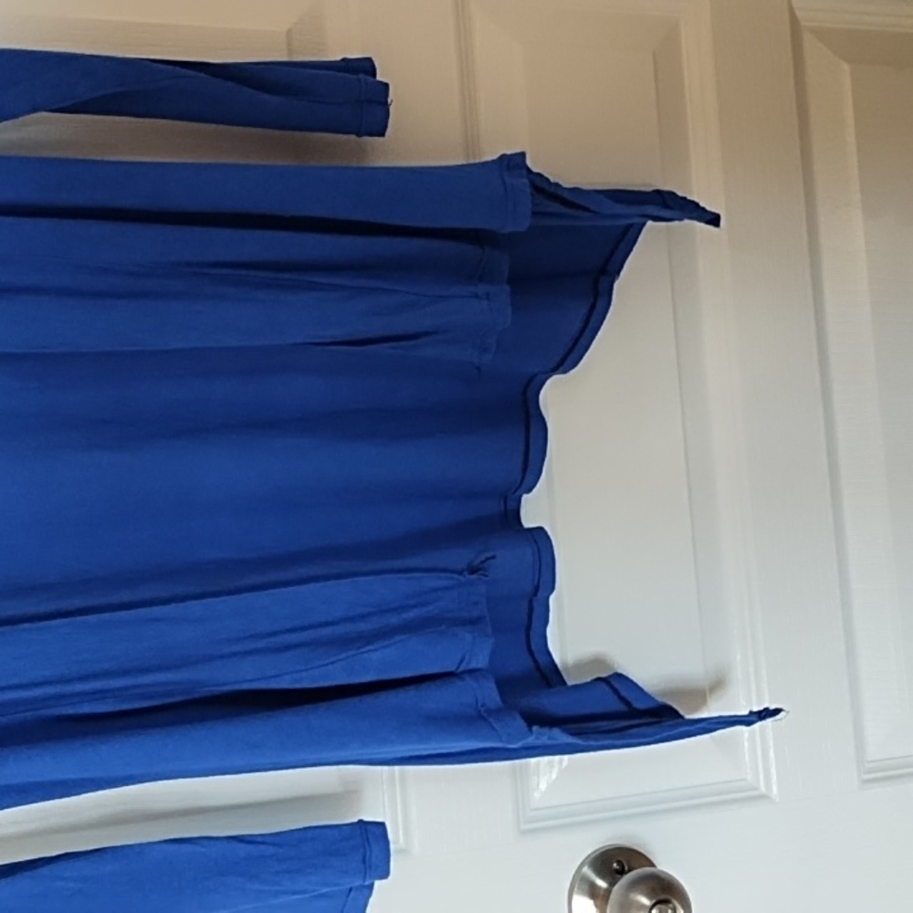Cobalt Blue Draped Open Front Cardigan Asymmetrical Hem Lightweight Knit XS S - Picture 4 of 5
